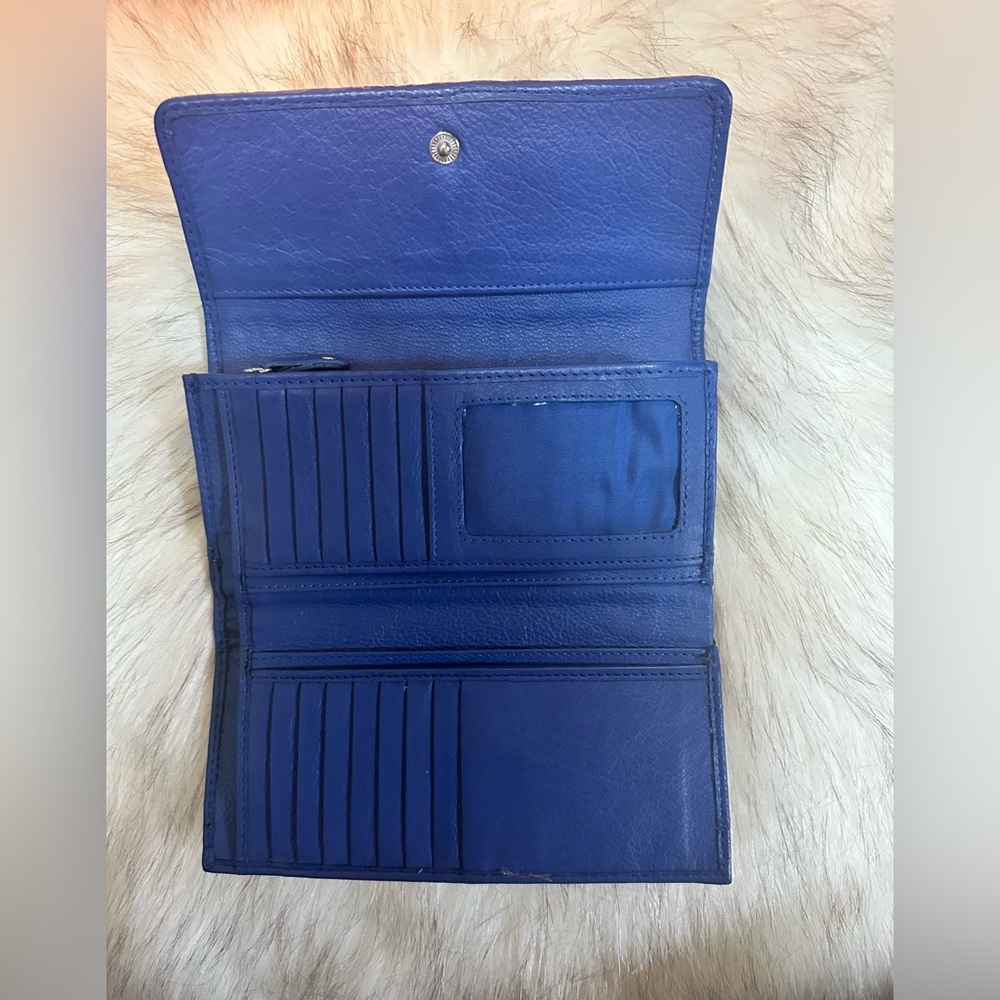 NWOT Artisans In India 100% Genuine Blue Multi Leather Woven Trifold Wallet - Picture 9 of 16